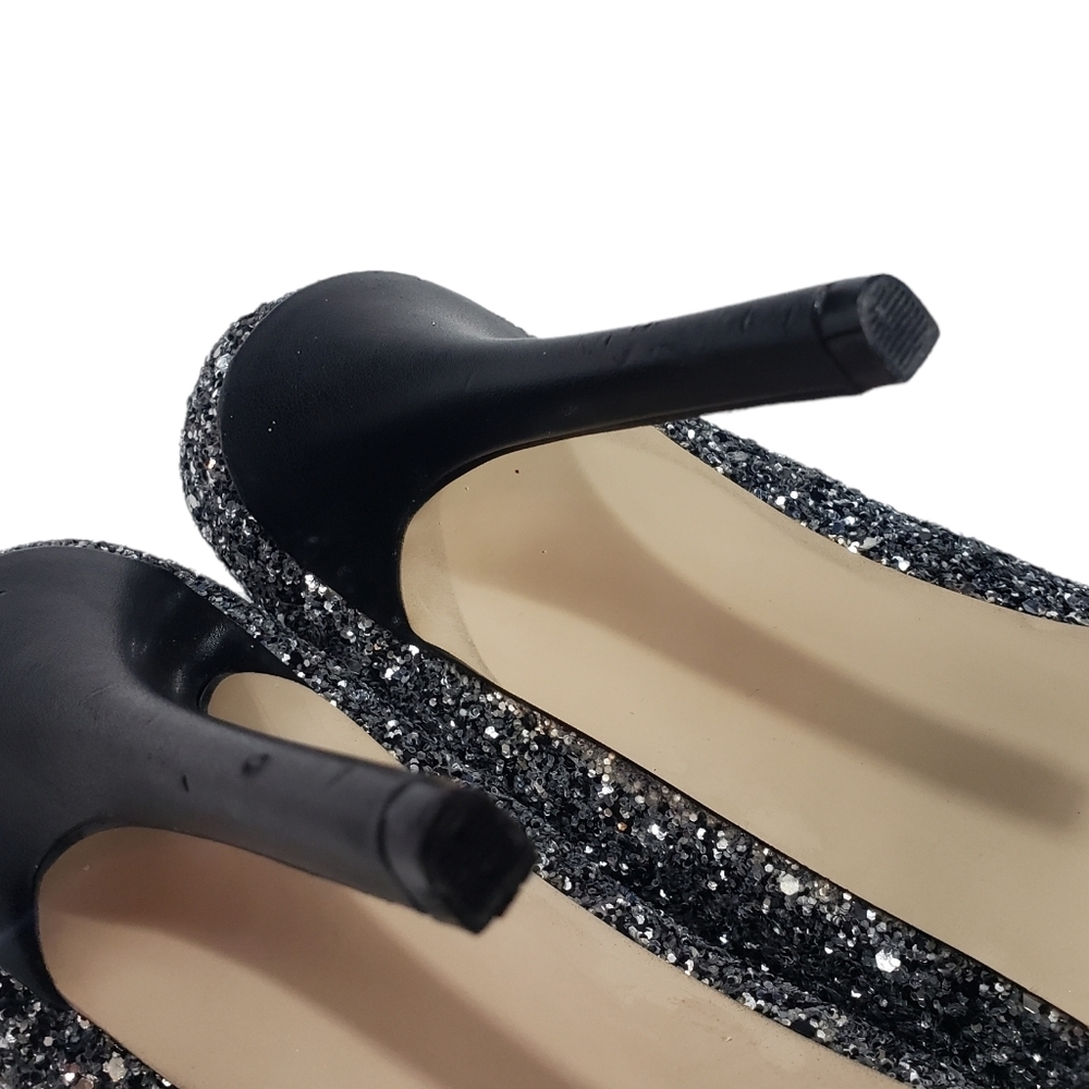 Madden Girl Black Silver Sequin Glitter Platform Heels Sz 9 Evening Party Gothic - Picture 12 of 13